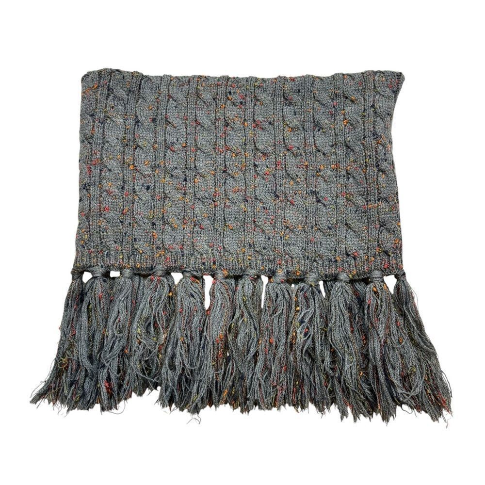 Ladies Grey‎ Cable Knit Fringe End Neck Warmer